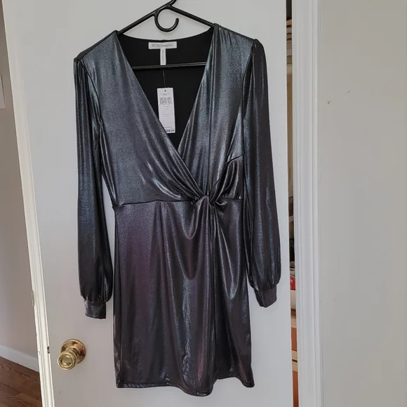 Metallic Dress, size Small, Grey, Black, BCBG